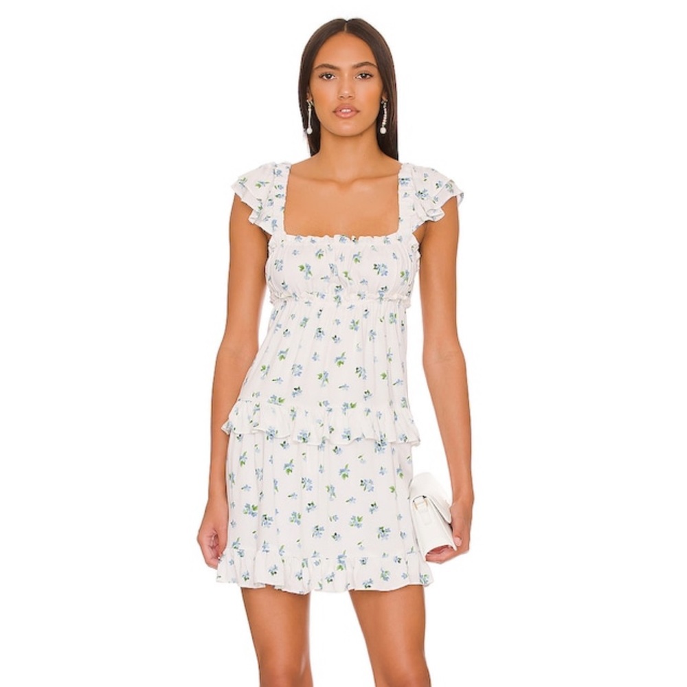 WeWoreWhat Flirty Watercolor Ditsy Ruffle Dress